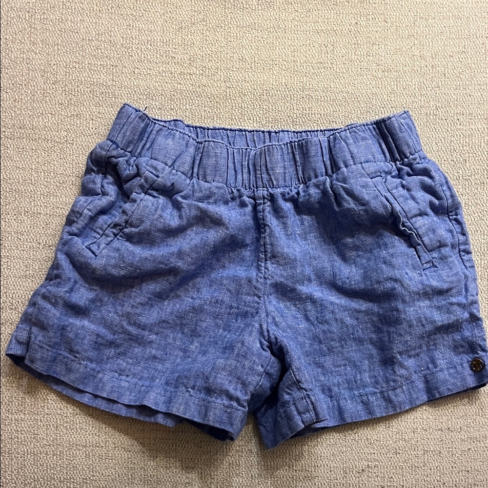 Lilly Pulitzer Indigo Blue Elastic Waist Linen Shorts